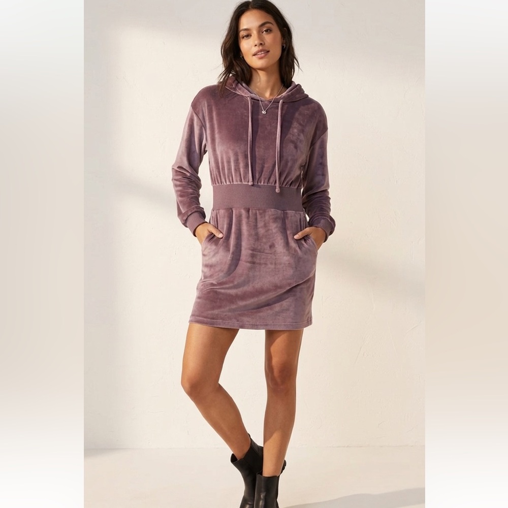 Derek Heart Velour Comfort Soft Hooded Mauve Dress‎ Medium